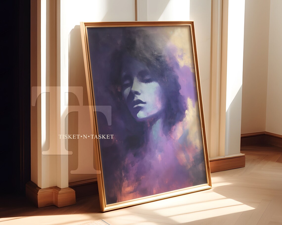Purple Abstract Portrait Of A Woman, Wall Art Print