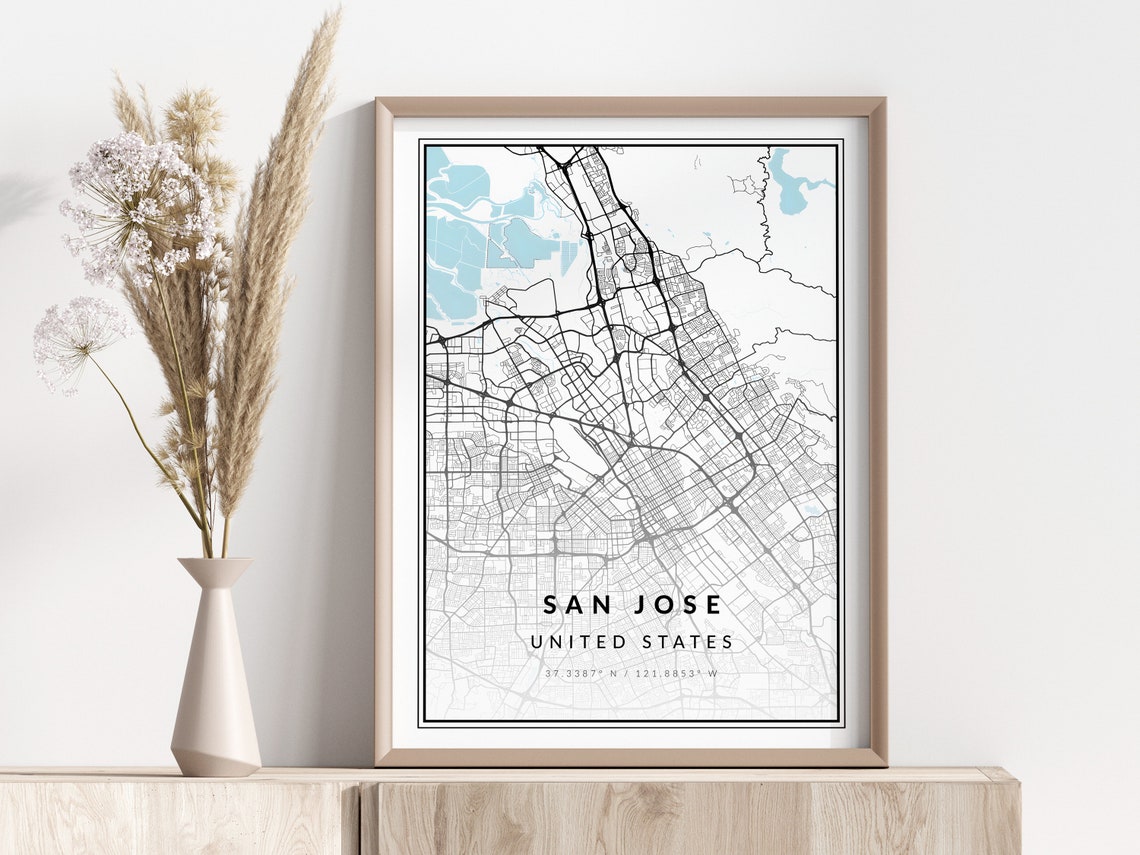 San Jose Map Print Poster Wall Art Geographic