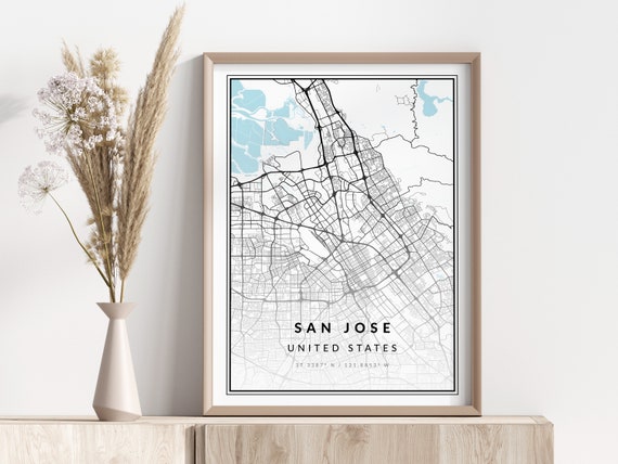 San Jose Map Print Poster Wall Art Geographic