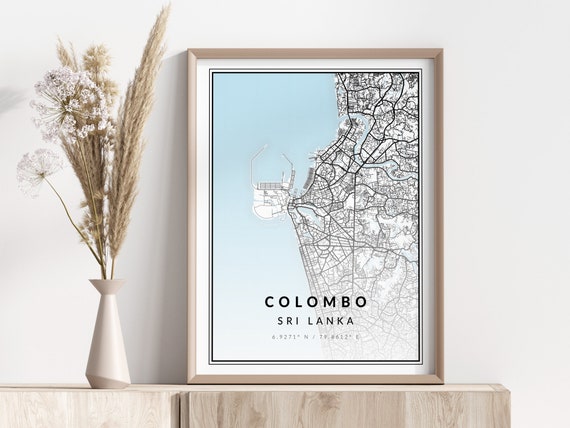 Colombo City Map Print Poster Wall Art Geographic