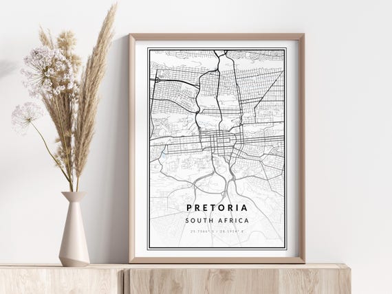 Pretoria City Map Print Poster Wall Art Geographic