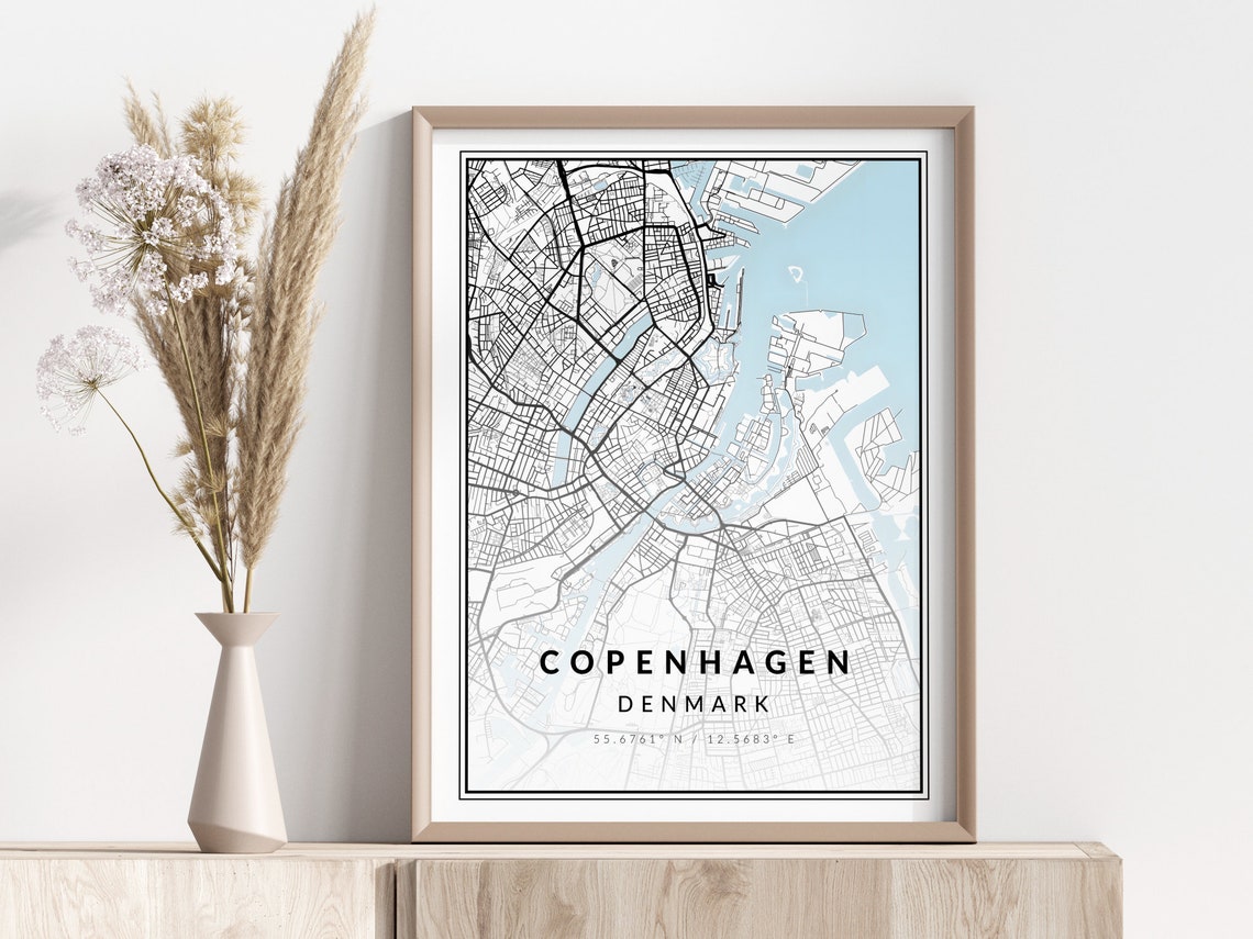 Copenhagen City Map Print Poster Wall Art Geographic