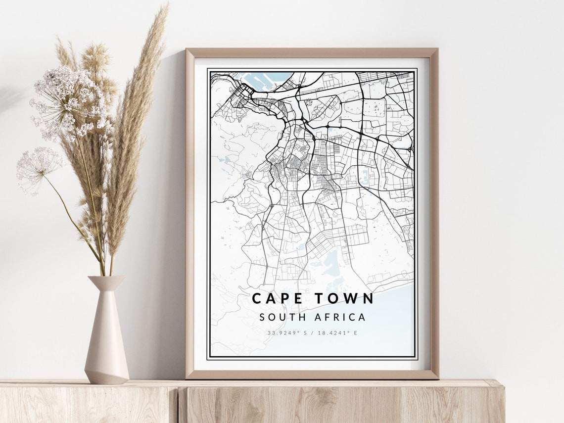 Cape Town City Map Print Poster Wall Art Geographic