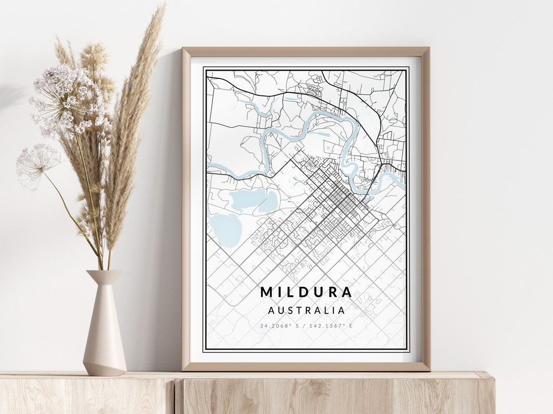 Mildura City Map Print Poster Wall Art Geographic