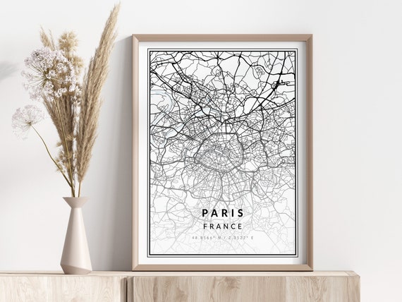 Paris City Map Print Poster Wall Art Geographic