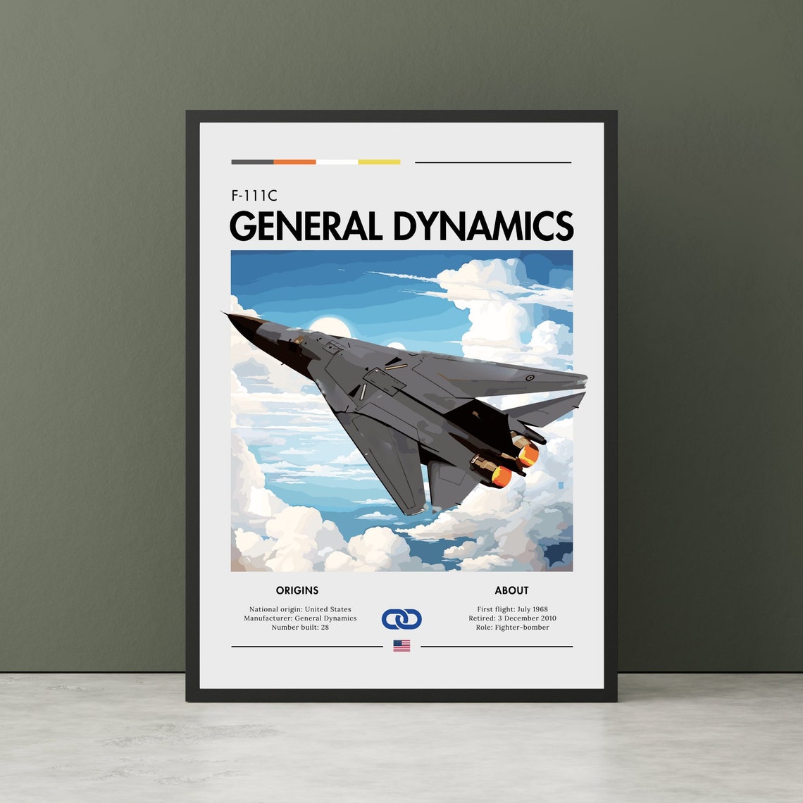 General Dynamics F-111C Swing Wing Fighter Bomber Jet Poster