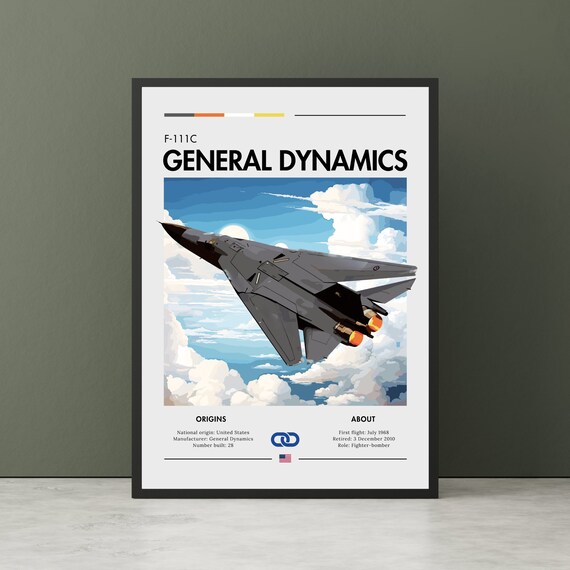 General Dynamics F-111C Swing Wing Fighter Bomber Jet Poster