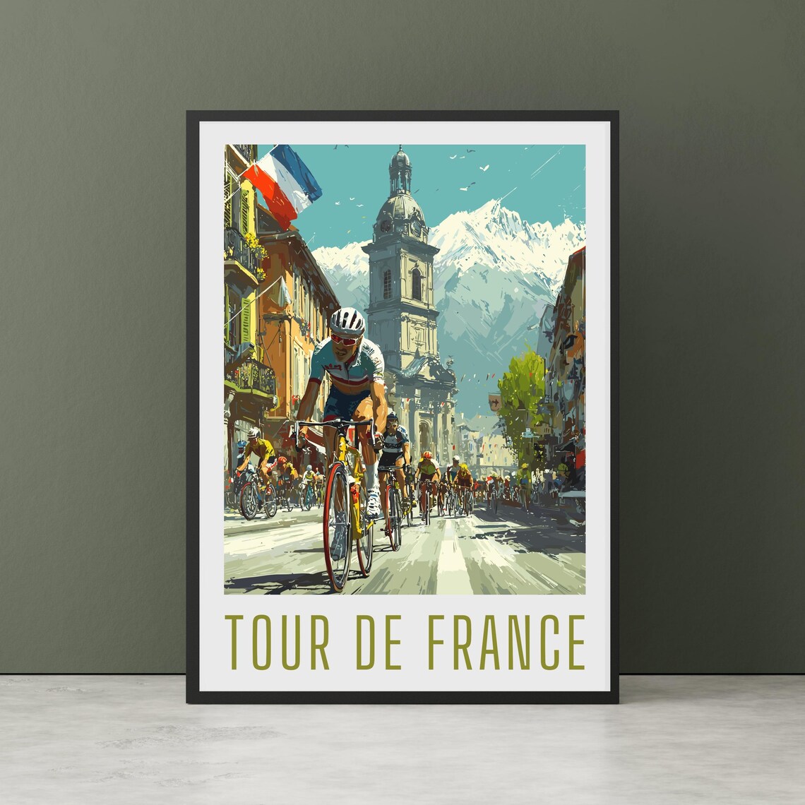 Tour De France Vintage Cycling Peloton Mountain Town Sports Poster