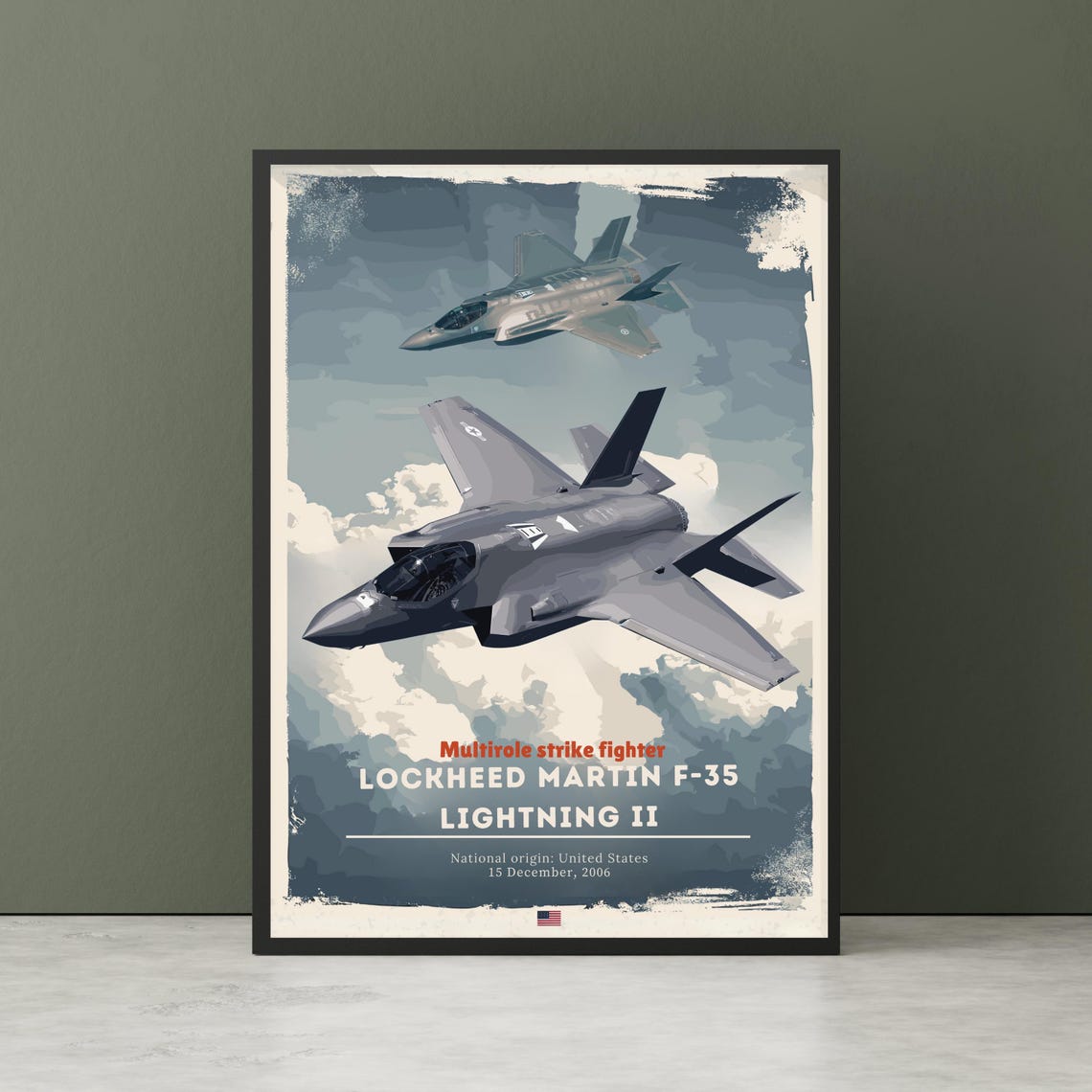 Lockheed Martin F-35 Lightning II Fighter Jets Clouds Aviation Poster