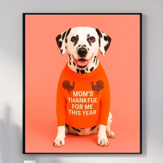 Moms Thankful For Me This Year Dalmatian Print Thanksgiving Wall Art Mom Gift Fall Decor Poster