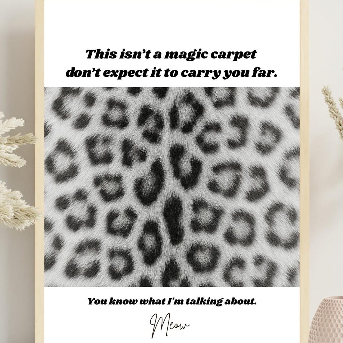 Funny Bathroom Wall Art Leopard Sassy Restroom Bar Decor Glam Salon Bold Animal Humor Poster