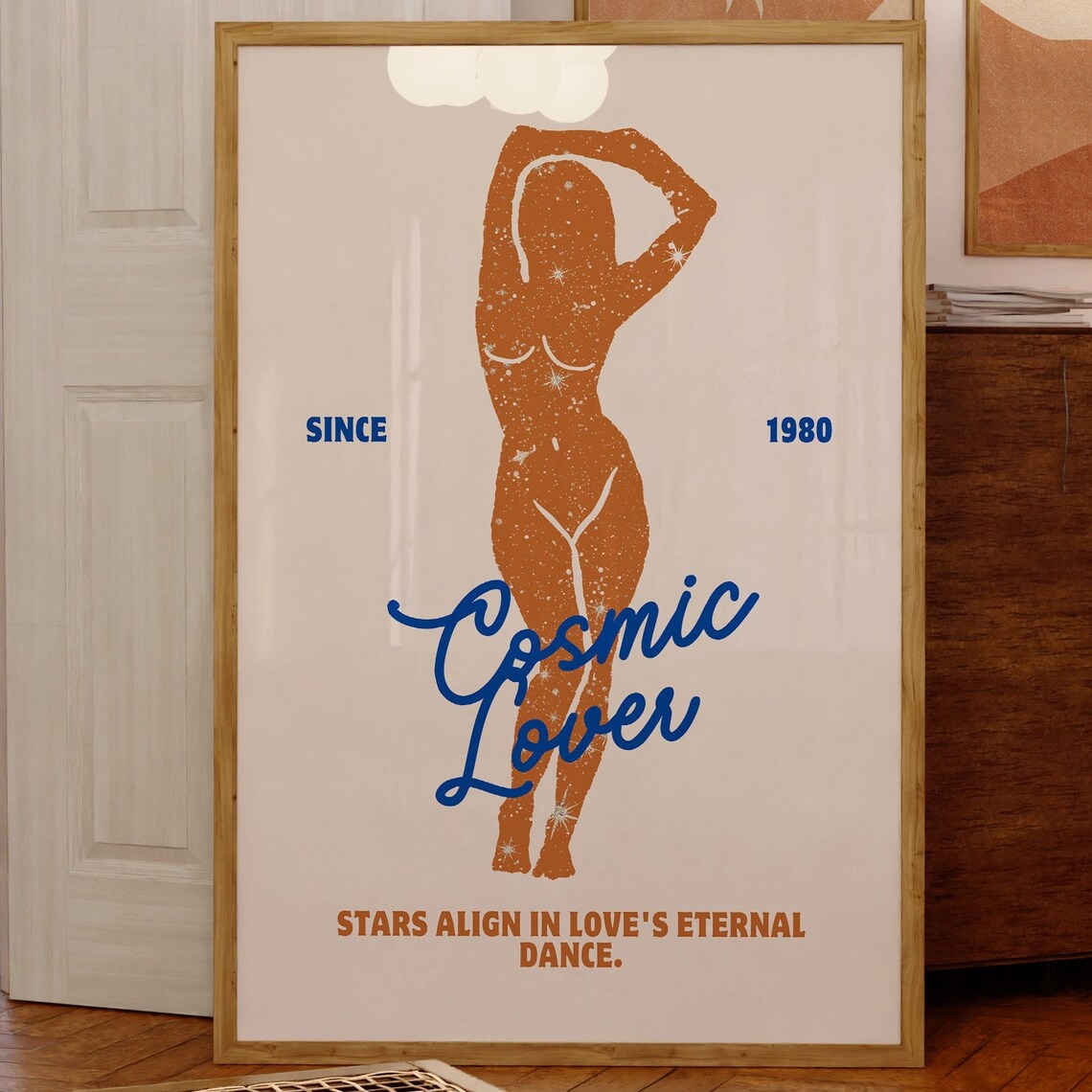 Cosmic Lover Since 1980 Starry Woman Silhouette Retro Poster