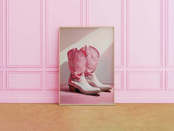 Cowgirl Boot Artwork, Trendy Western Poster
