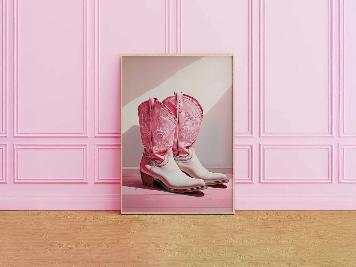 Cowgirl Boot Artwork, Trendy Western Poster