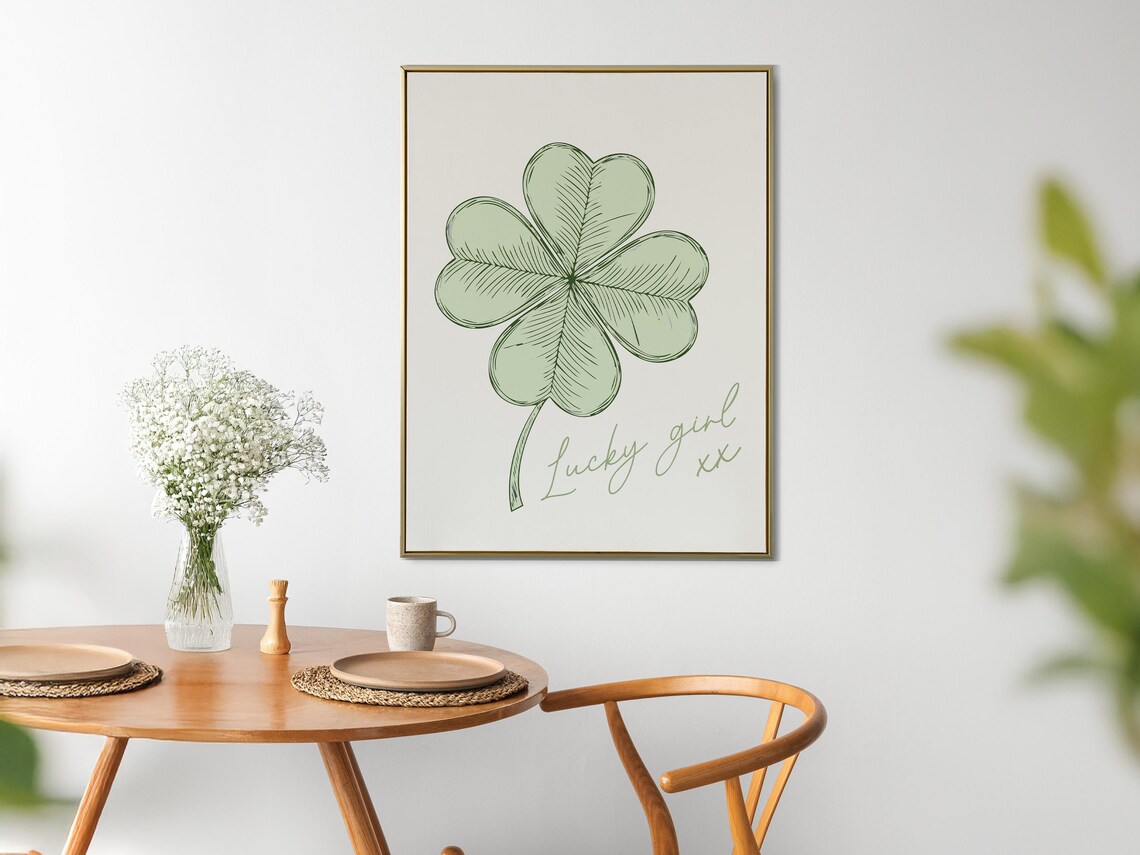 Lucky Girl Saint Patricks Day Art Print, Coquette