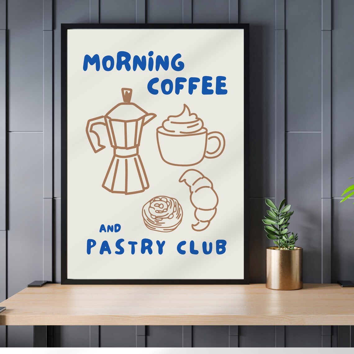 Morning Coffee Croissant Poster, Kitchen Breakfast Decor - Image 3