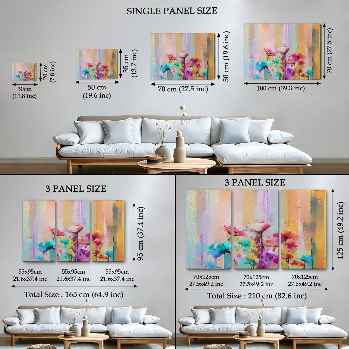 Brushstroke Abstract Flowers Pastel Pink Blue Modern Wall Art Poster - Image 4