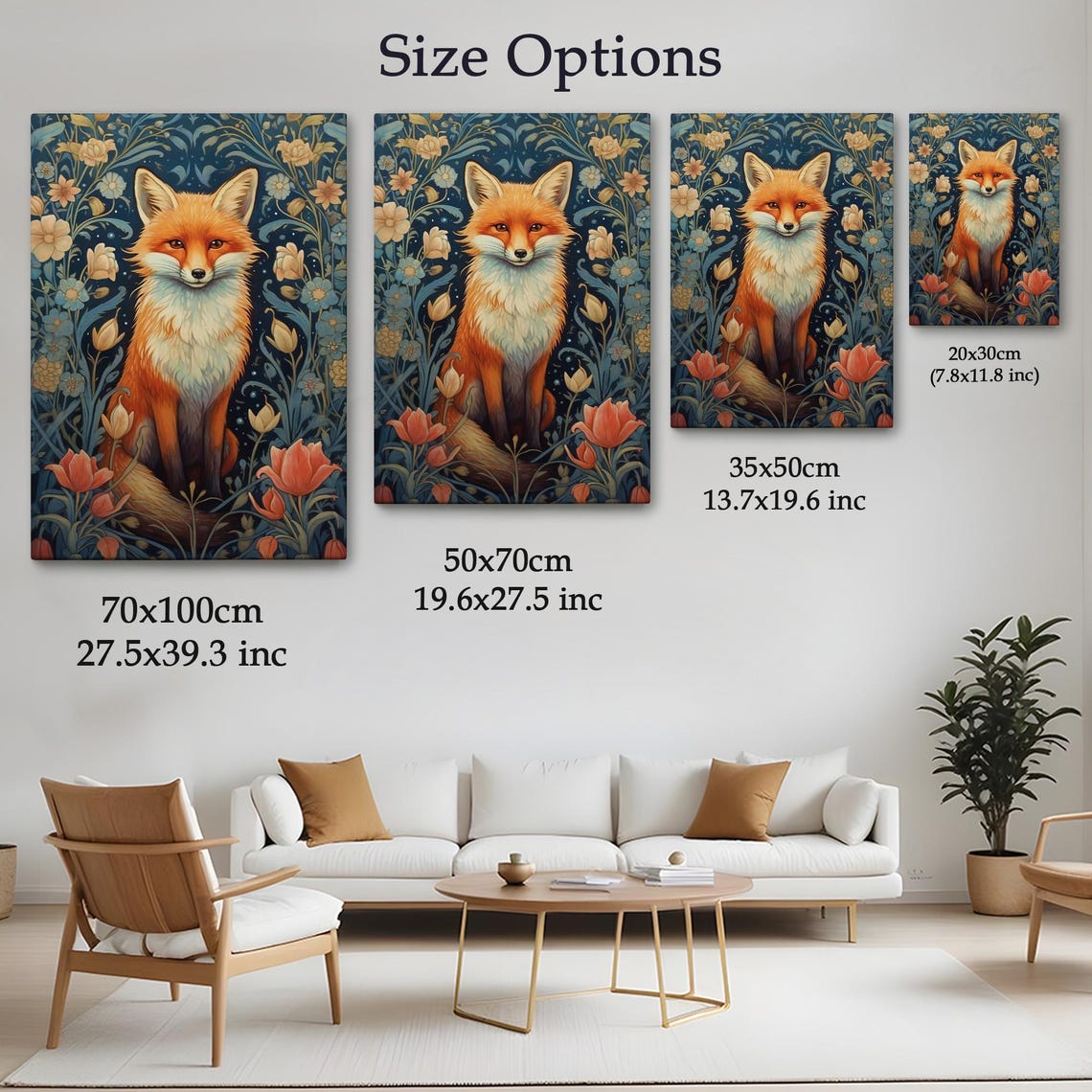 Red Fox Among Blooms Floral Wildlife Decorative Nature Art Poster - Image 4