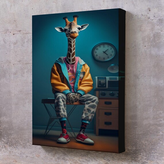Giraffe Streetwear Portrait Canvas Funny Animal Modern Room Poster