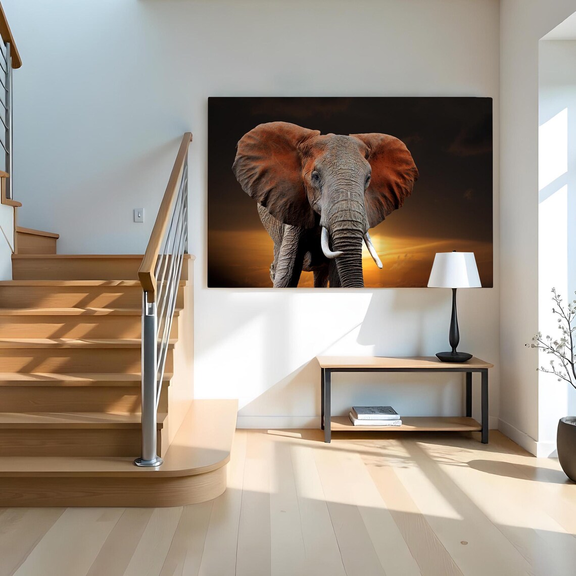 Majestic African Elephant Sunset Dramatic Safari Wildlife Photo Poster - Image 2