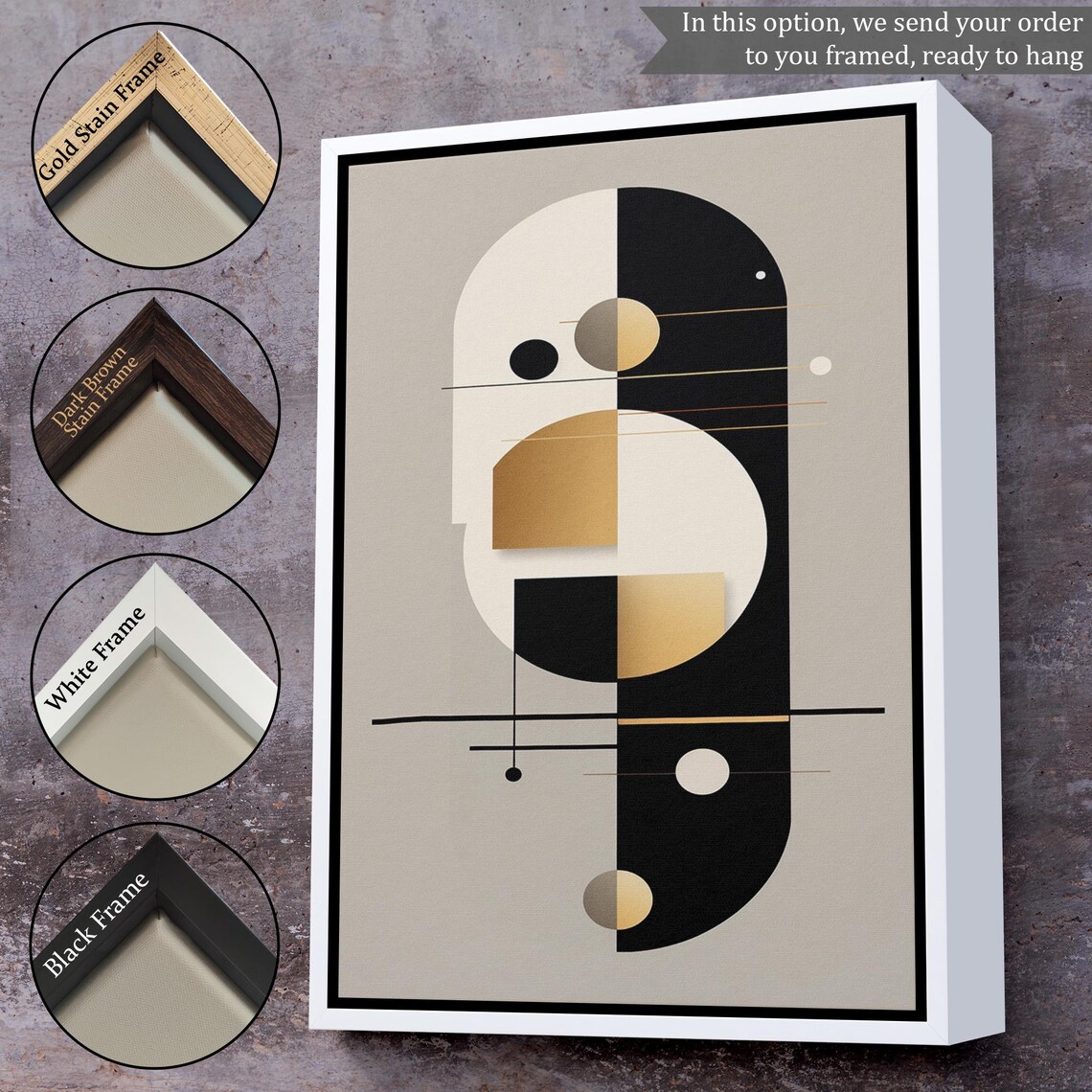 Minimalist Geometric Abstract In Black Cream And Gold Neutral Wall Art - Image 3