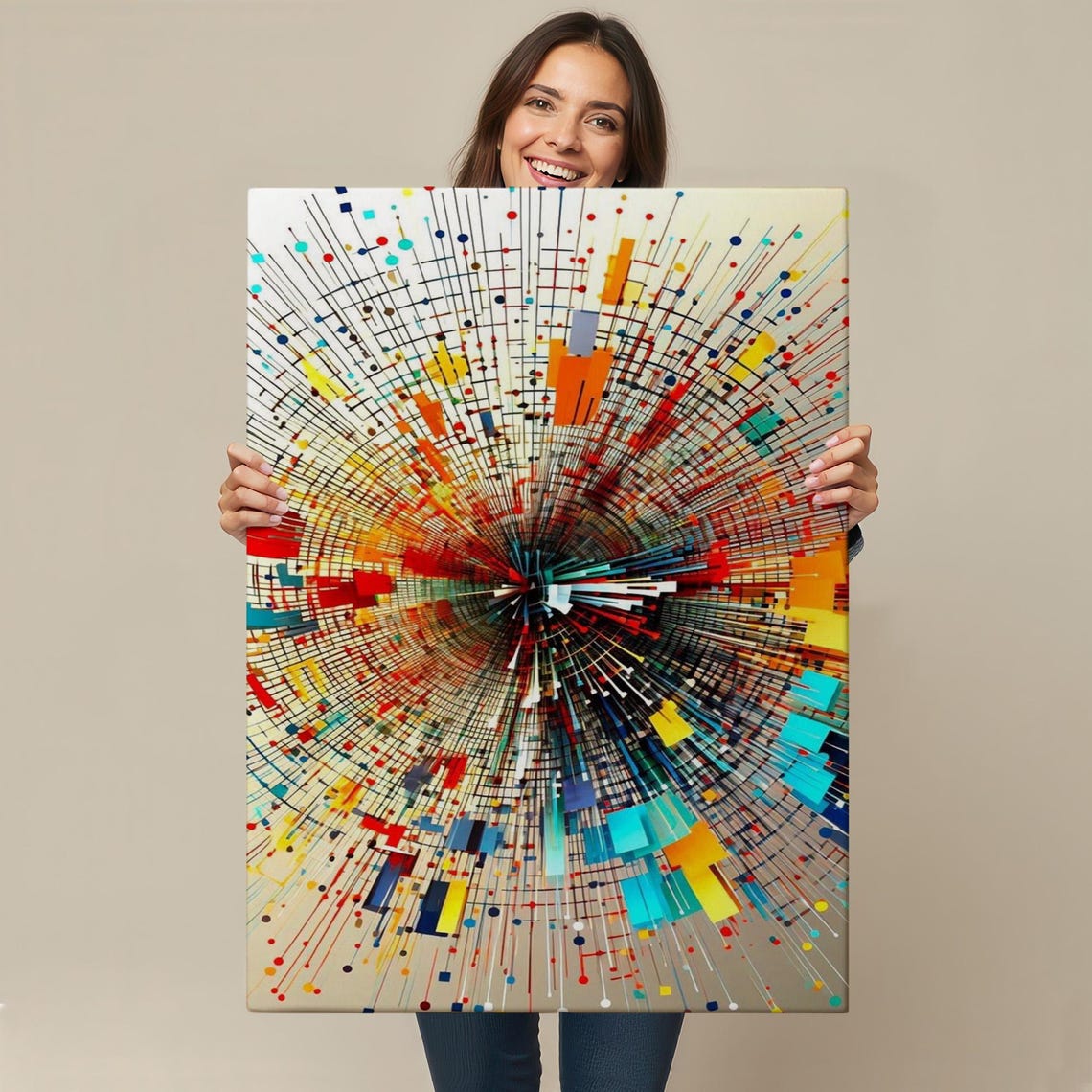 Color Explosion Abstract Radiating Colorful Lines Modern Art Poster - Image 4