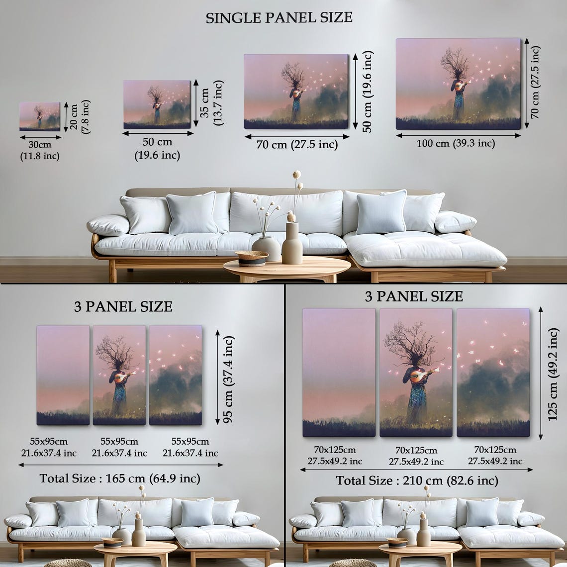 Surreal Tree Head Musician Playing Glowing Lute at Twilight Wall Art - Image 4