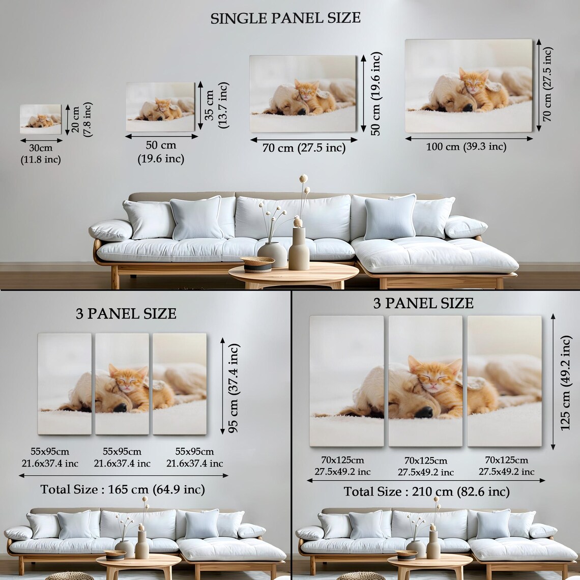Golden Retriever Puppy Cuddling Ginger Kitten Sleeping Sweet Pets Poster - Image 4