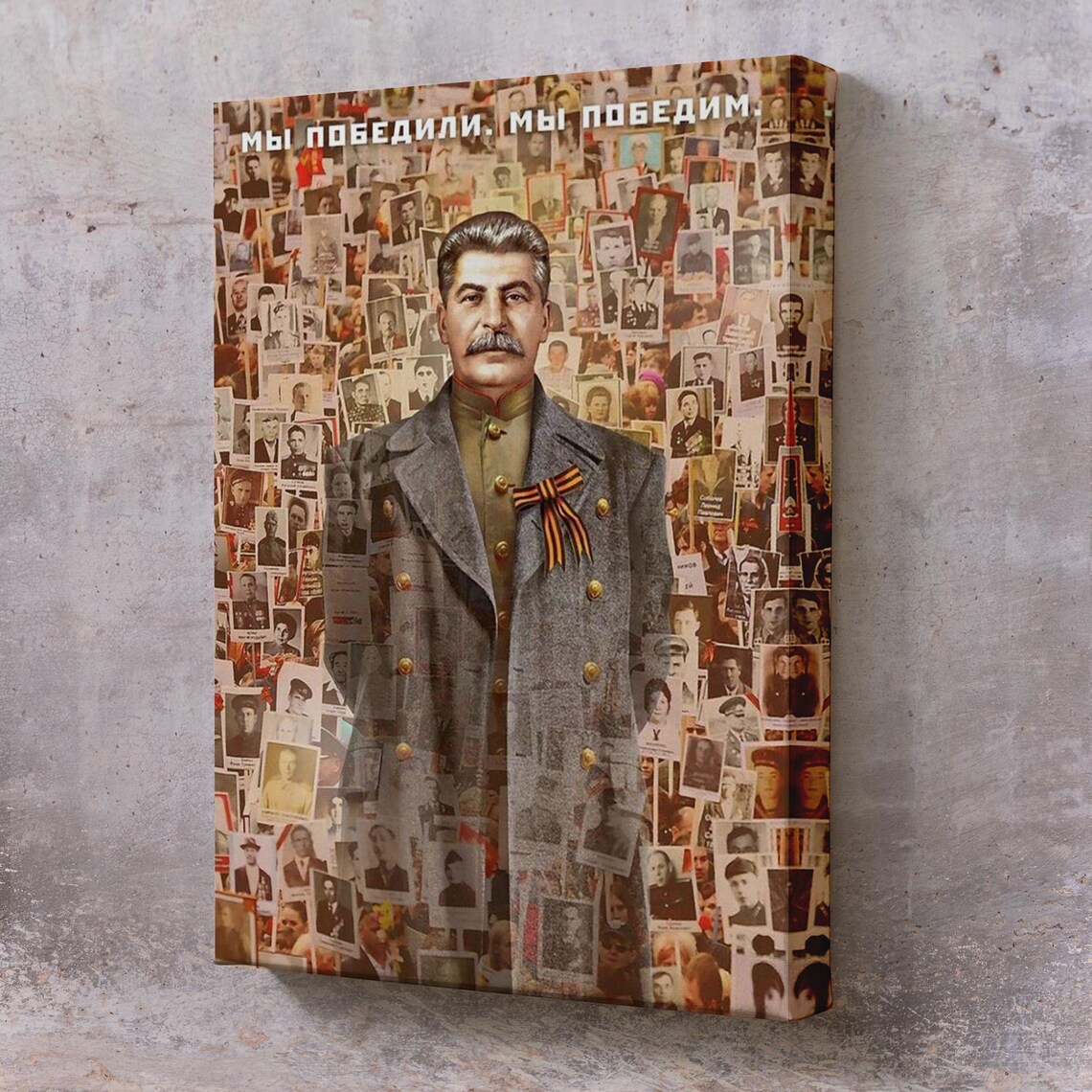Joseph Stalin Portrait Military Coat Vintage Photo Collage Art Poster