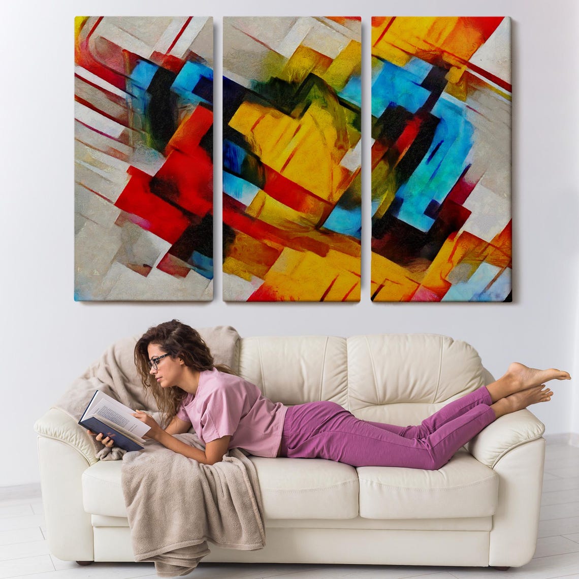 Picasso Style Abstract Oil Painting Look Decorative Wall Art Abstract Print Framed Wall Art Housewarming Gifts - Image 3