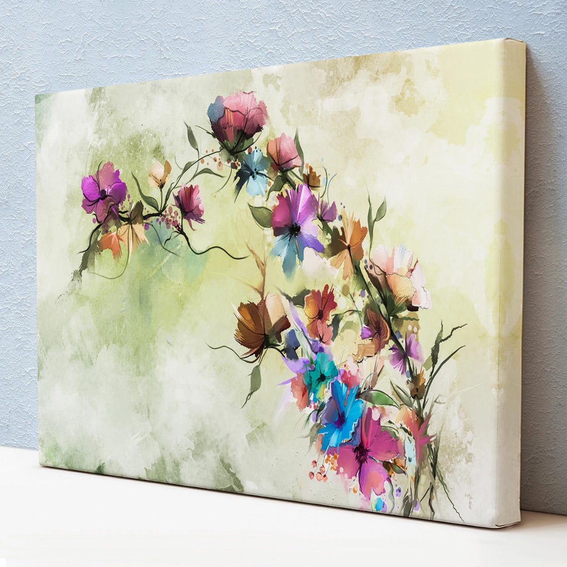 Delicate Spring Blossoms Watercolor Colorful Soft Botanical Art Print