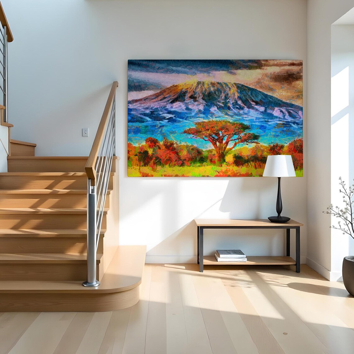 Mount Kilimanjaro Tanzania Acacia Tree Savanna Painting Travel Poster - Image 2