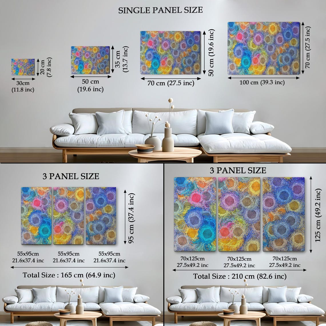 Vibrant Swirling Circles Impasto Multicolor Abstract Canvas Art Poster - Image 4