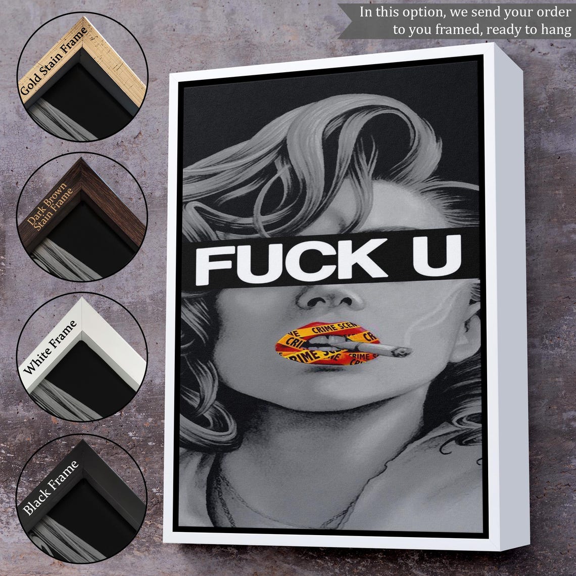 Defiant Pop Art Woman Portrait Bold Statement Black White Wall Art - Image 3