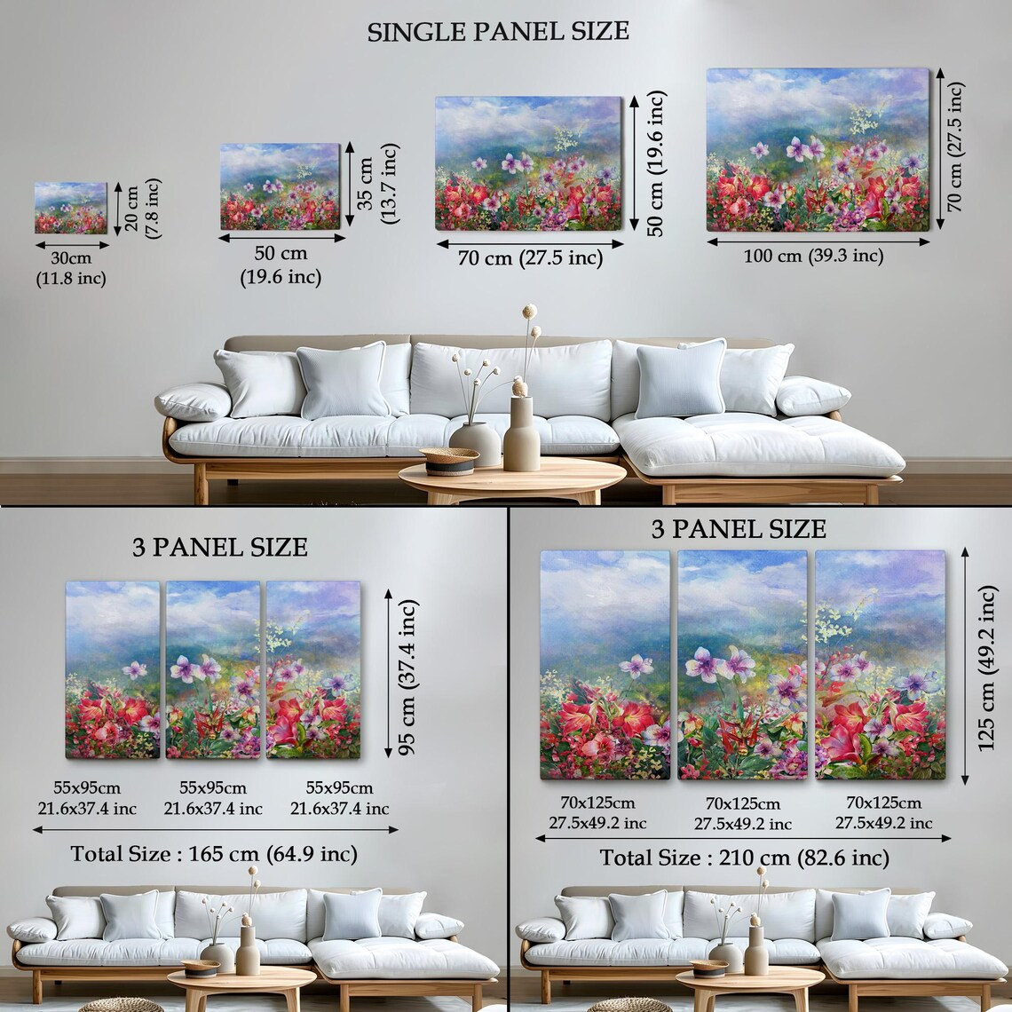 Colorful Watercolor Flowers Lilies Cloudy Sky Floral Art Poster - Image 4