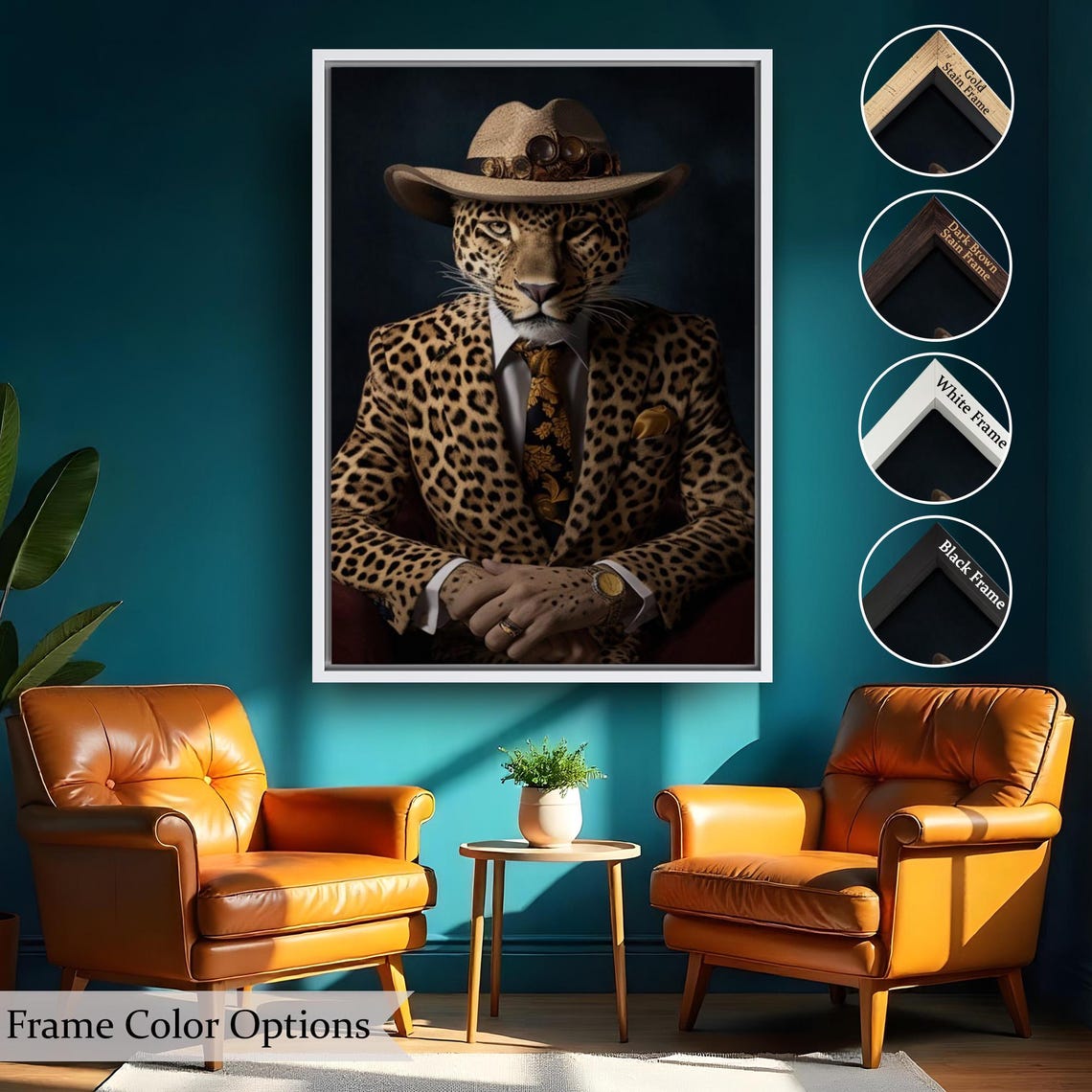 Dapper Leopard In Suit And Safari Hat Wild Funny Animal Poster - Image 2