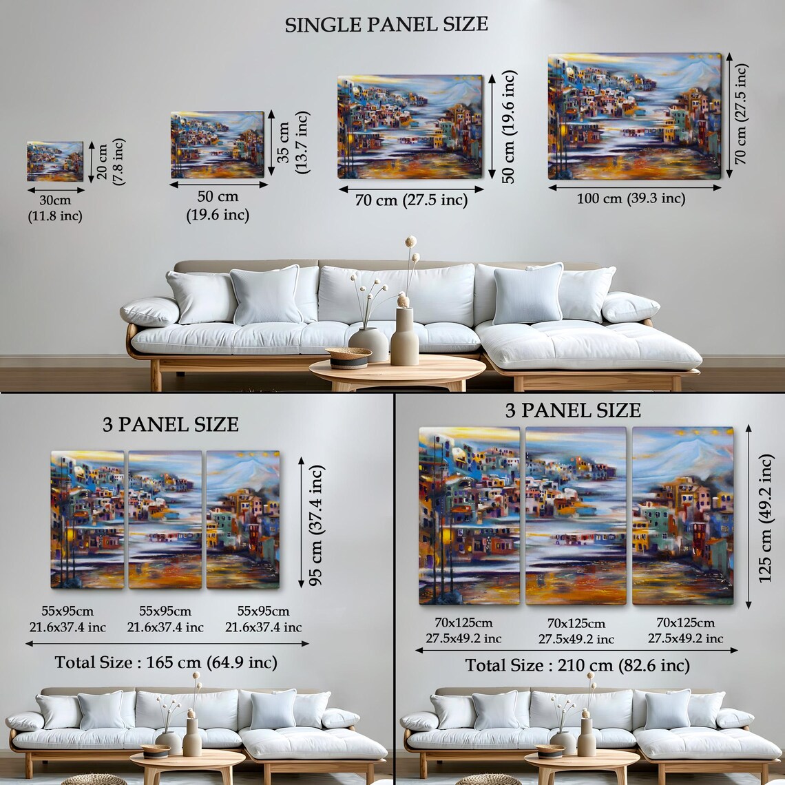 Village at the Foot of Smoking Volcano Impressionist Town View Poster - Image 4