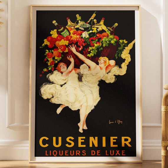 Vintage French Drink Liqueur Advertising Poster Dancing Woman Print Retro Alcohol Kitchen Decor