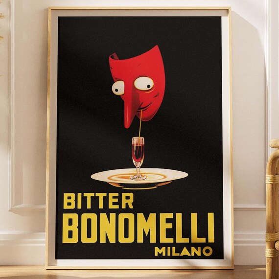Bitter Bonomelli Milano Classic Vintage Italian Bitter Ad Poster