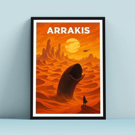 Arrakis Dune Desert Sandworm Epic Sci Fi Fantasy Travel Poster