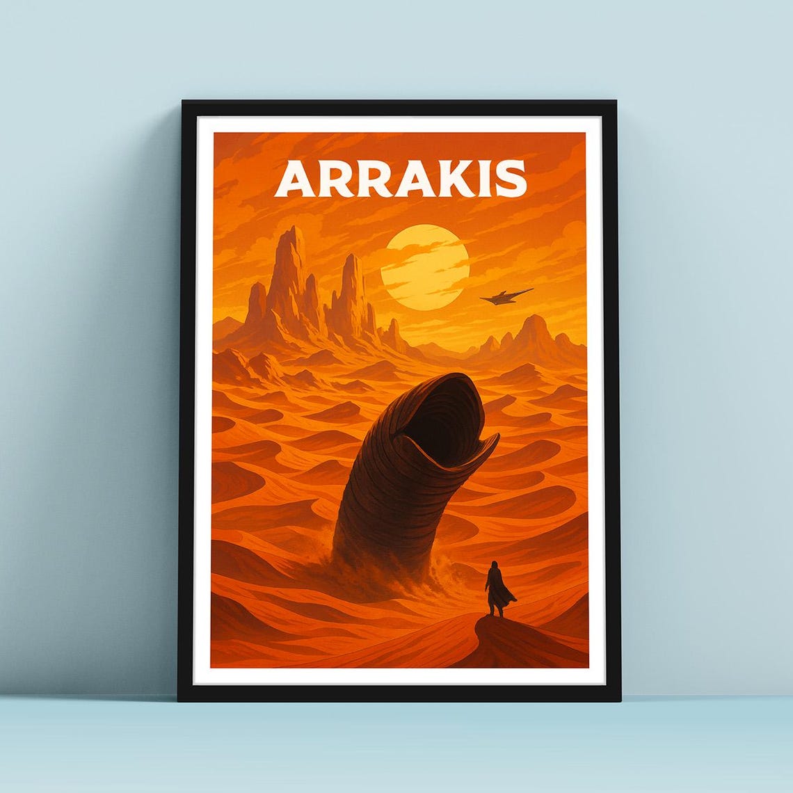 Arrakis Dune Desert Sandworm Epic Sci Fi Fantasy Travel Poster
