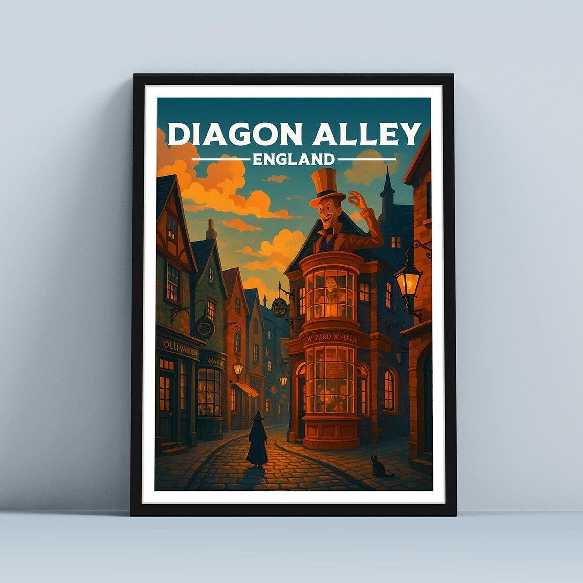 Diagon Alley England Poster Harry Potter Wizard Street Magic Shops Art