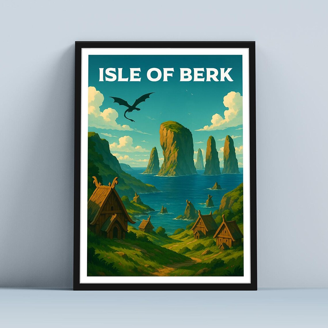 Berk Travel Poster, Fantasy Sci-Fi Movie Art