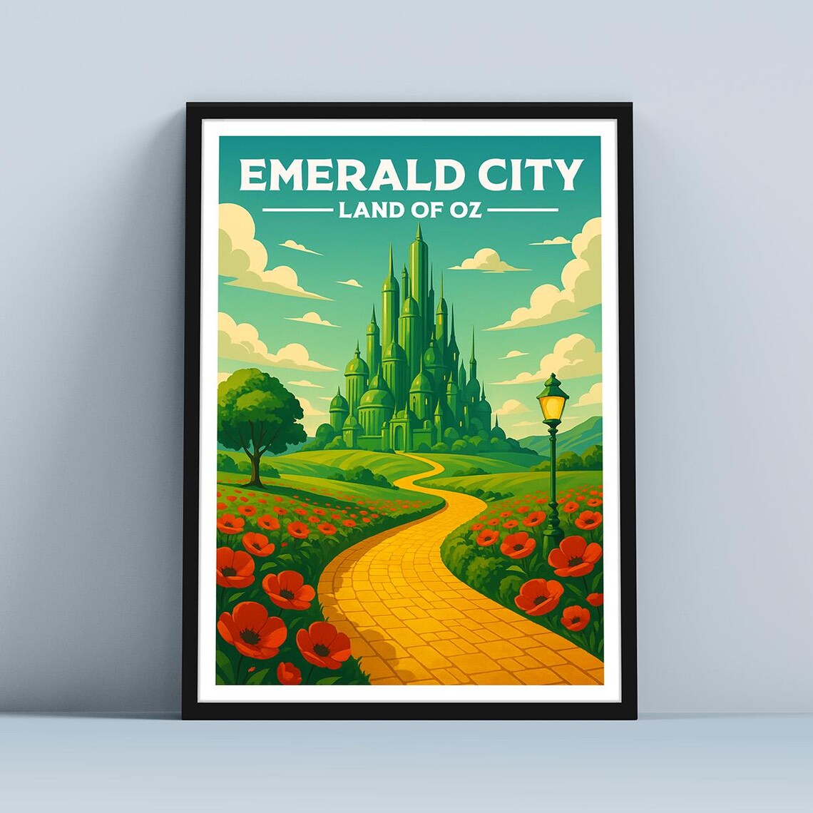 Emerald City Land of Oz Poster Wizard of Oz Yellow Brick Road Art