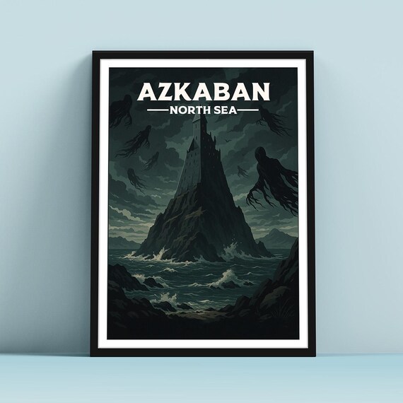 Azkaban North Sea Dark Fortress Dementors Fantasy Travel Style Poster