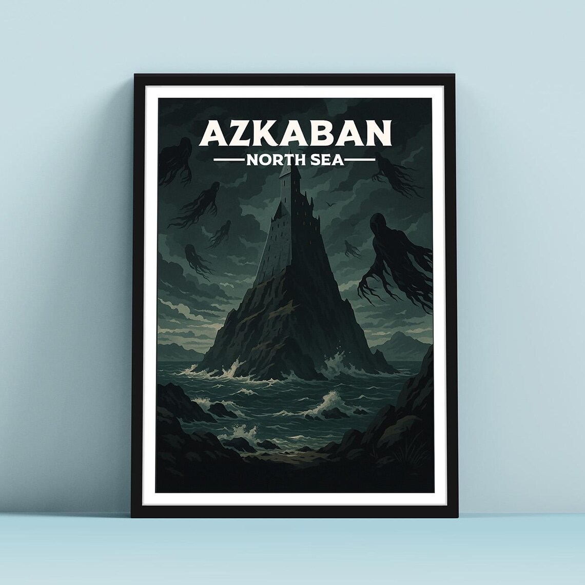 Azkaban North Sea Dark Fortress Dementors Fantasy Travel Style Poster