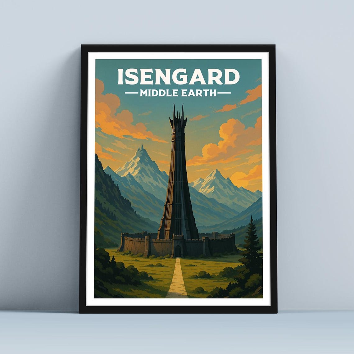 Isengard Middle Earth Dark Tower Fantasy Epic Travel Style Poster