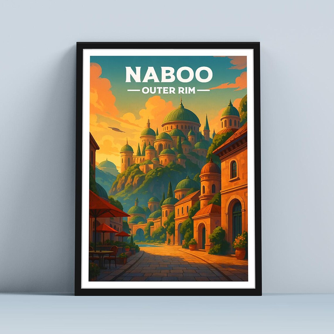 Naboo Outer Rim Fantasy Theed Palace Golden Sunset Travel Poster