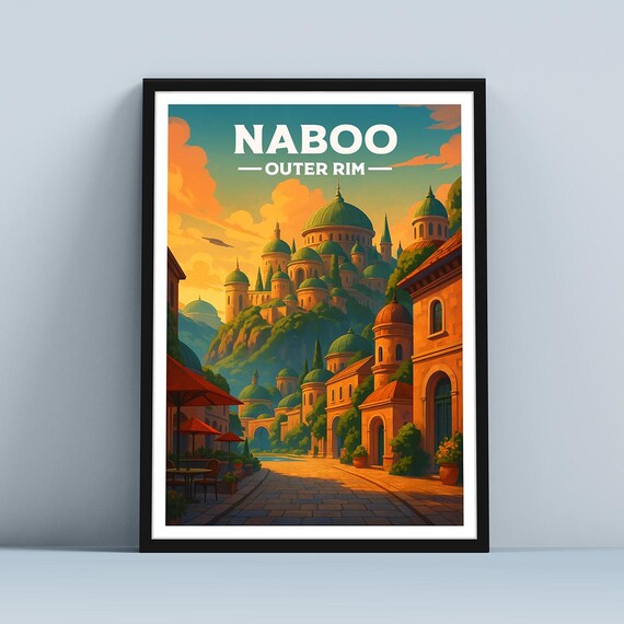Naboo Outer Rim Fantasy Theed Palace Golden Sunset Travel Poster