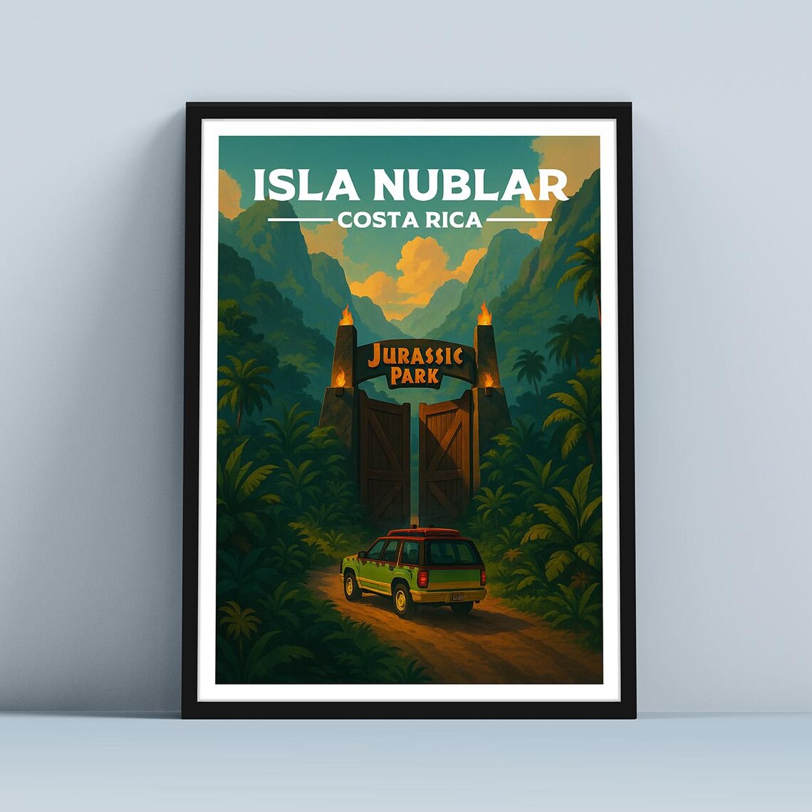 Isla Nublar Travel Poster, Fantasy Sci-Fi Movie